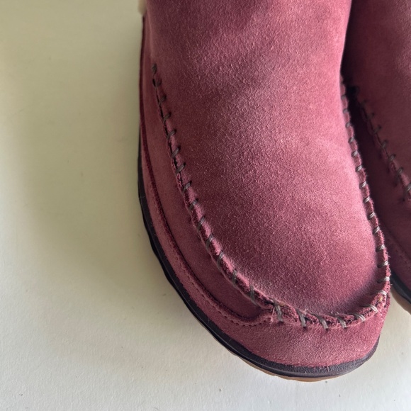 L.L. Bean Dust Pink Suede Faux Fur Lining Rubber Outsole Moccasin Boots size 8 - Picture 7 of 14